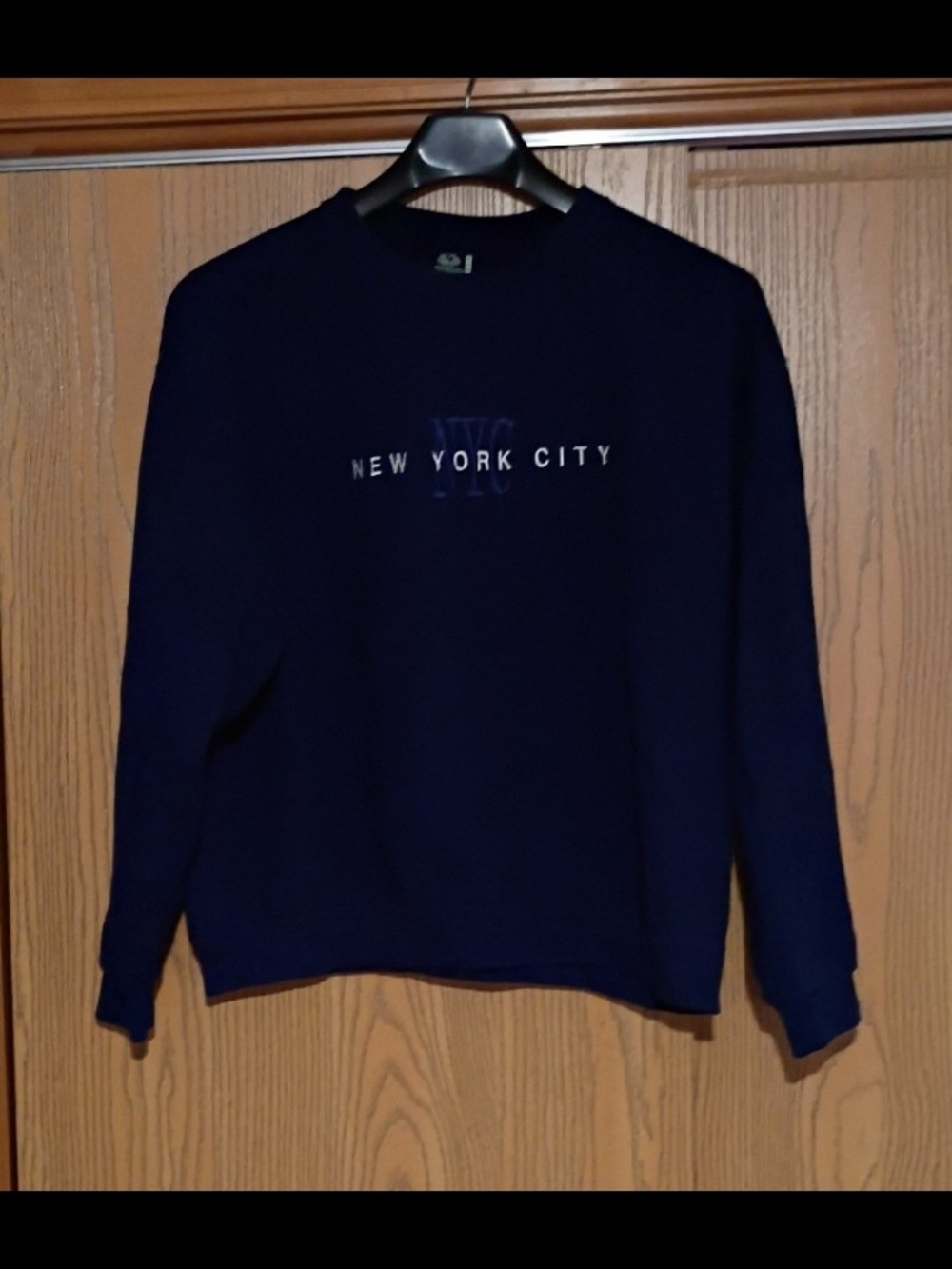 Fruit of the Loom Men's Navy Crewneck Sweater with 'New York City' Text